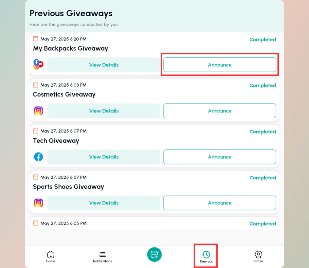 go-back-to-previous-and-click-announce - Osortoo Go to Previous tab, click on Announce