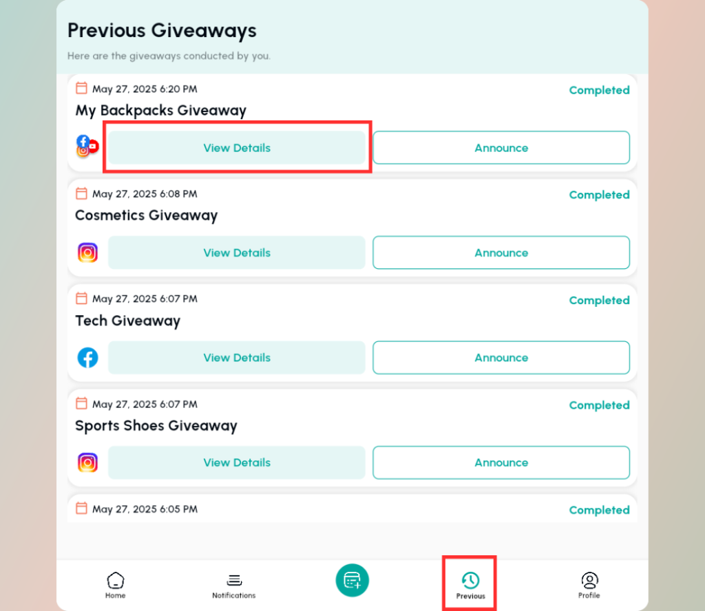 go-to-previous-tab-and-view-details - Osortoo Go to Previous tab, and find your Giveaway and click on View Details