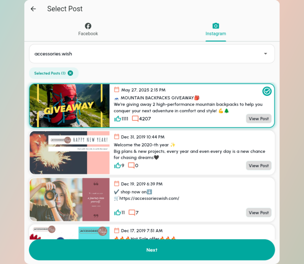 select-instagram-posts - Osortoo Select the posts you want to pick from on Instagram