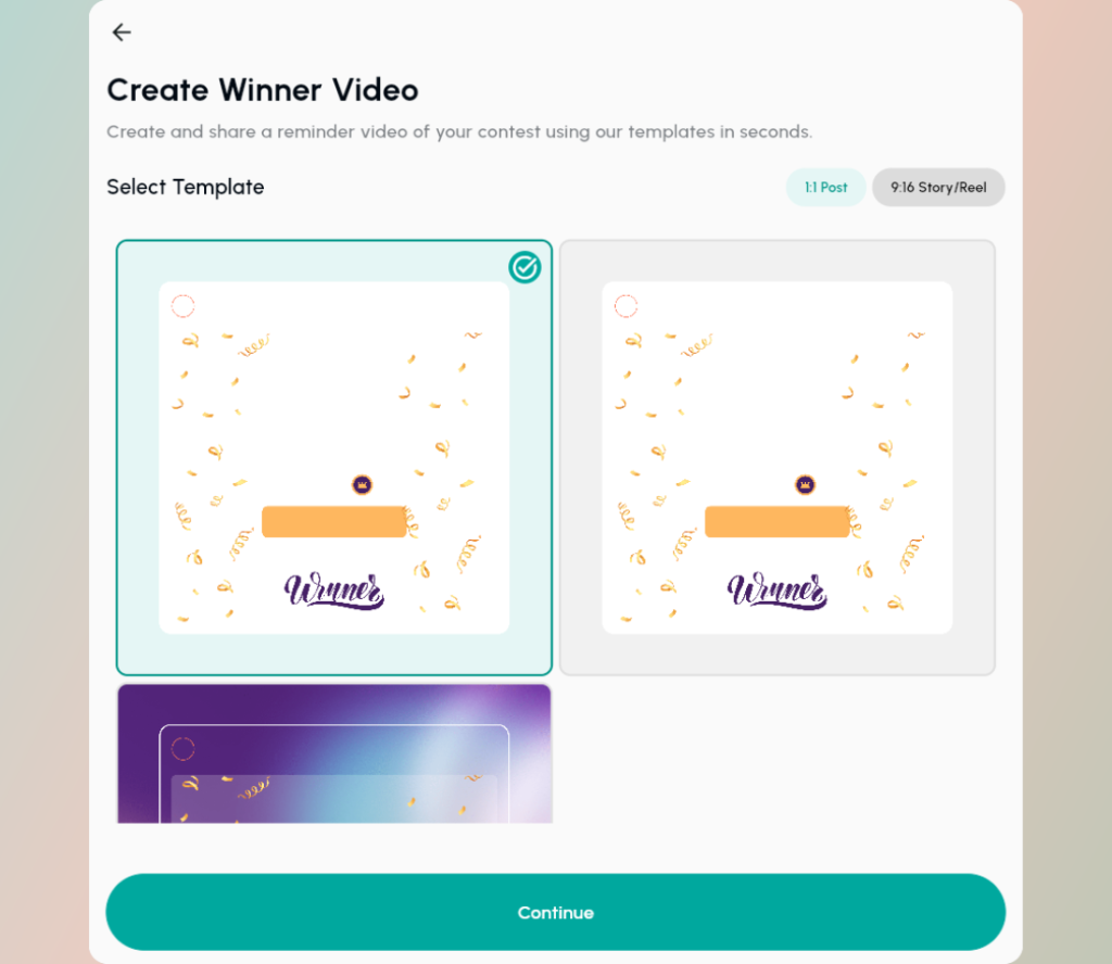 select-the-template-of-your-winner-video - Osortoo Select how you want your Winner Video to look