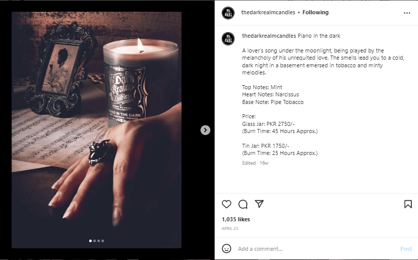 Dark Realm Candles theme works well with Halloween giveaway