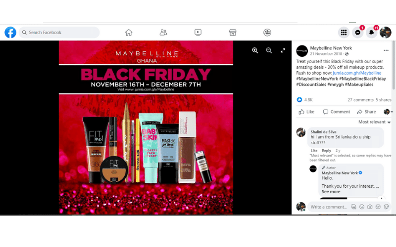 Figure: Maybelline power Black Friday a bit more extended to invite more customers