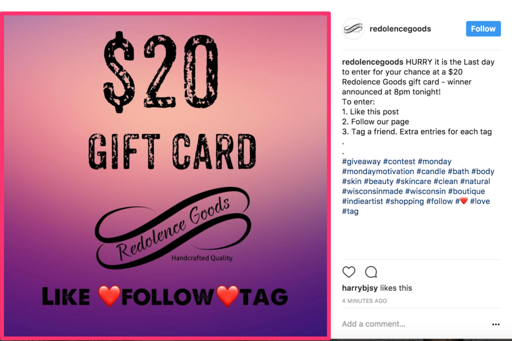 Gift card giveaways